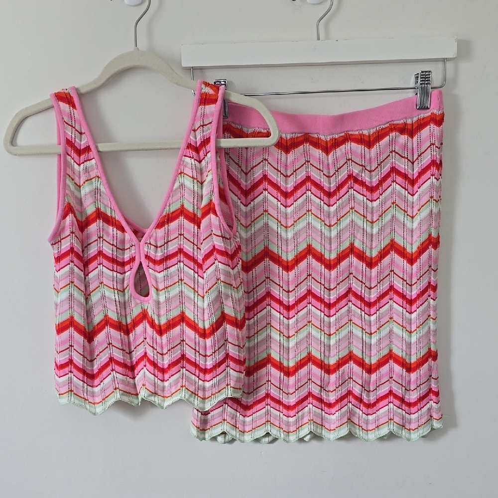 Torn by Ronny Kobo Pink and Red Knit Set Medium